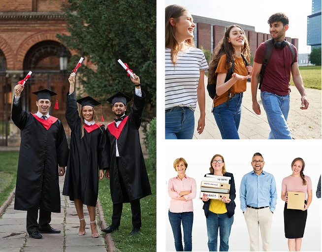 Students and professionals collage